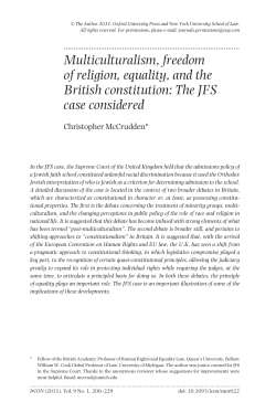 Multiculturalism, freedom of religion, equality