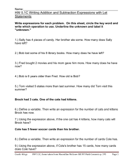 HW 5.1C Writing Addition and Subtraction Expressions with Let