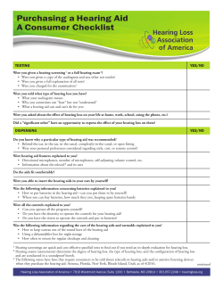 Purchasing a Hearing Aid A Consumer Checklist
