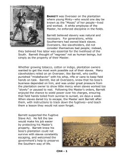 CH4 - 1 BARRETT was Overseer on the plantation where young