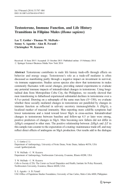 Testosterone, Immune Function, and Life History Transitions in