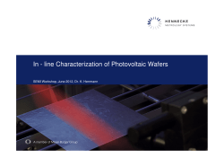 In-line Characterization of Photovoltaic Wafers