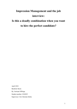 Impression Management and the job interview: Is this a - UvA-DARE