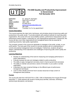 PA 6300 Quality and Productivity Improvement in Government Fall