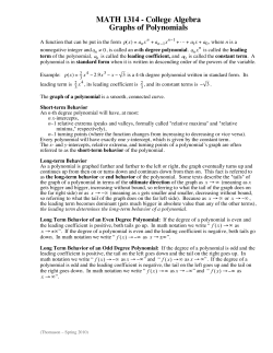 College Algebra Graphs of Polynomials