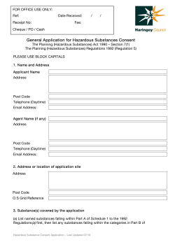 General Application for Hazardous Substances Consent