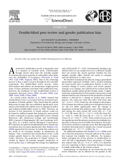 FORUM Double-blind peer review and gender publication bias