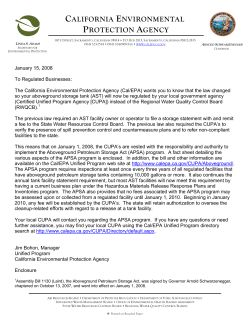 CalEPA Letter to Regulated Business