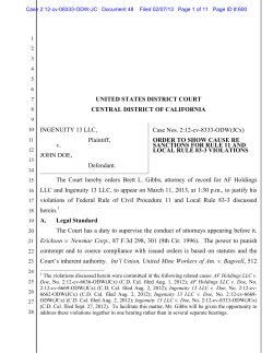 UNITED STATES DISTRICT COURT CENTRAL DISTRICT OF