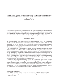 Rethinking London`s economy and economic future