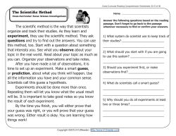 scientific method reading comprehension