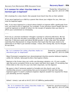 mormons get re-baptized? - Recovery from Mormonism