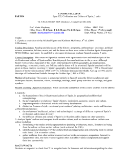 COURSE SYLLABUS Fall 2014 Span 152, Civilization and Culture