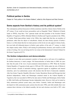 Political parties in Serbia Some aspects from Serbia`s history and its