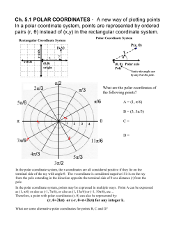 Ch. 5.1 POLAR COORDINATES - A new way of plotting points In a