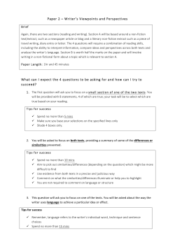Paper 2 &ndash; Writer`s Viewpoints and Perspectives What can I expect