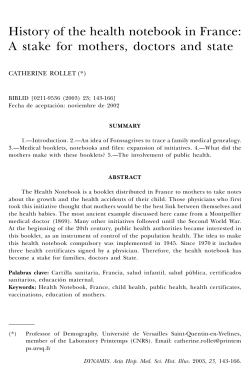 History of the health notebook in France: A stake for mothers