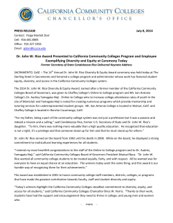 Dr. John W. Rice Awards - California Community Colleges