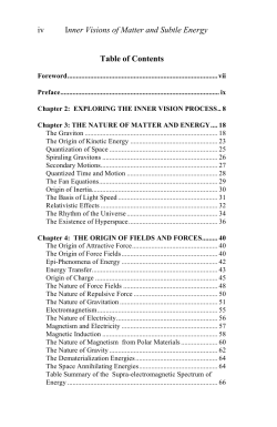 iv Inner Visions of Matter and Subtle Energy Table of Contents