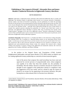 Publishing at &ldquo;the request of friends&rdquo;: Alexander Ross and James