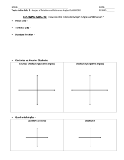 Angles of Rotation and Reference Angles CLASSWORK