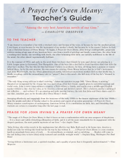 A Prayer for Owen Meany: Teacher`s Guide