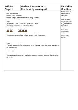 Addition Stage 1 Combine 2 or more sets. Find total by counting all