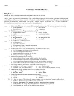 Cambridge - Chemical Kinetics