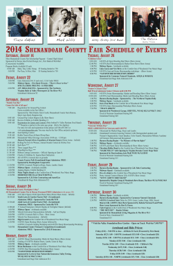 2014 Shenandoah County Fair Schedule of Events