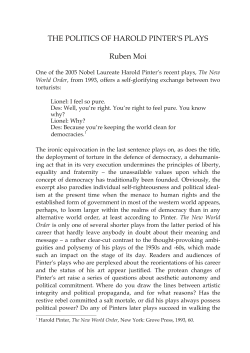 THE POLITICS OF HAROLD PINTER`S PLAYS Ruben Moi