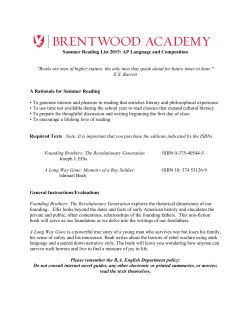 Summer Reading List 2015: AP Language and Composition "Books