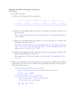 Solutions for Review Problems for Exam 2 Math 1040&ndash;1 1. You roll