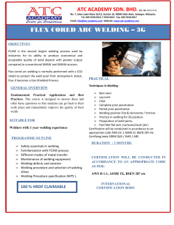 FLUX CORED ARC WELDING &ndash; 3G - ATC