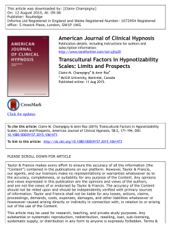 American Journal of Clinical Hypnosis Transcultural Factors in