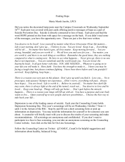 Finding Hope Marty Marsh Jacobs, LPCS Did you notice the