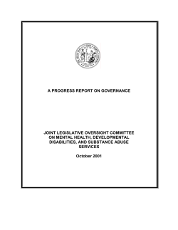 A PROGRESS REPORT ON GOVERNANCE JOINT LEGISLATIVE