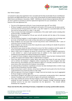 Dear Fellow Caregiver, I am pleased to advise that negotiations