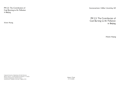 PM 2.5: The Contribution of Coal Burning to Air Pollution in Beijing