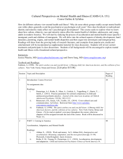 Cultural Perspectives on Mental Health and Illness