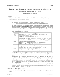 Review: Limit, Derivative, Integral, Integration by Substitution