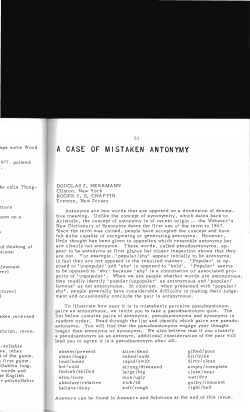 A Case of Mistaken Antonymy - Digital Commons @ Butler University