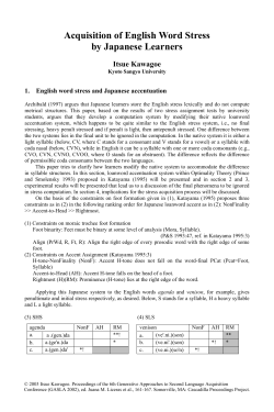 Acquisition of English Word Stress by Japanese Learners