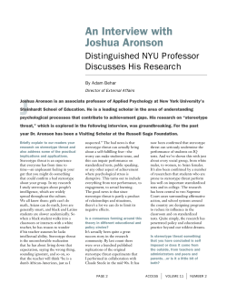 An Interview with Joshua Aronson