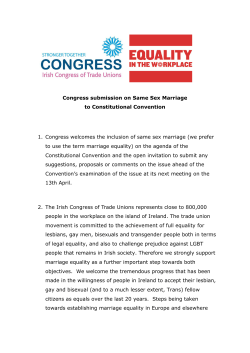 Congress submission on Same Sex Marriage to Constitutional