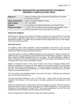 Infection Control arrangements - Central Manchester University