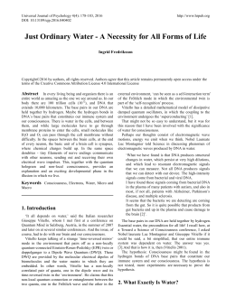 Just Ordinary Water - A Necessity for All Forms of Life