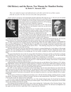 Old Hickory and the Raven, Two Masons for Manifest Destiny