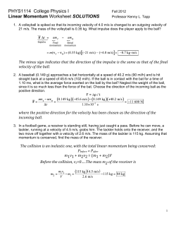 PHYS1114 College Physics I Linear Momentum