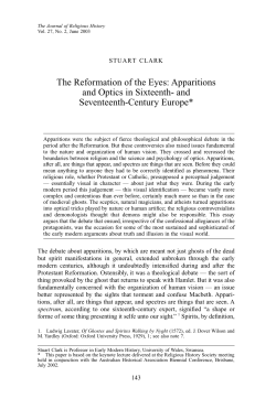 The Reformation of the Eyes: Apparitions and Optics in Sixteenth