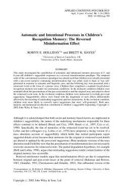 Automatic and intentional processes in children`s recognition memory